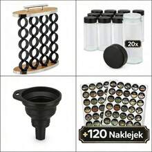 SILVER WOODEN SPICE CONTAINER WALL 20 JARS STAND STICKERS - 銀色 - 查看 6