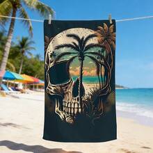 1pc Day Of The Dead Sugar Skull Floral Print Beach Towel, Sand Free Quick Dry Absorbent Microfiber Pool Towel, Lightweight Summer Travel Swimming Beach Accessory - K - View 9