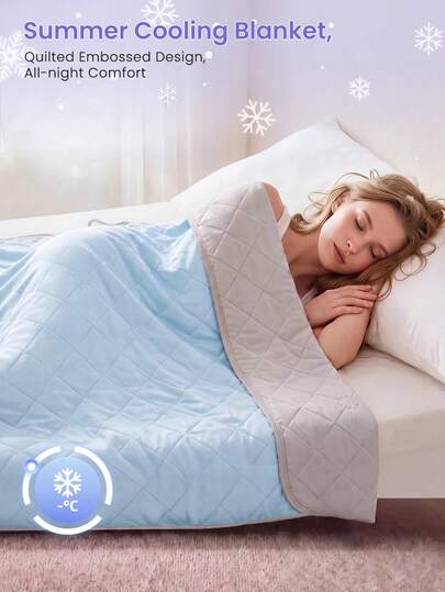 1 Stück gesteppte Kühldecke, geprägte Klimaanlage Steppdecke, leichte Sommer Tagesdecke, hellblau leichte Steppdecke, ganze Nacht atmungsaktiv und kühl, weich und bequem, geeignet für alle Bettgrößen, unverzichtbar für Zuhause Schlafzimmer und Studentenwohnheim, Schlafzimmerdekoration (Kissen und Kissenbezug nicht enthalten)