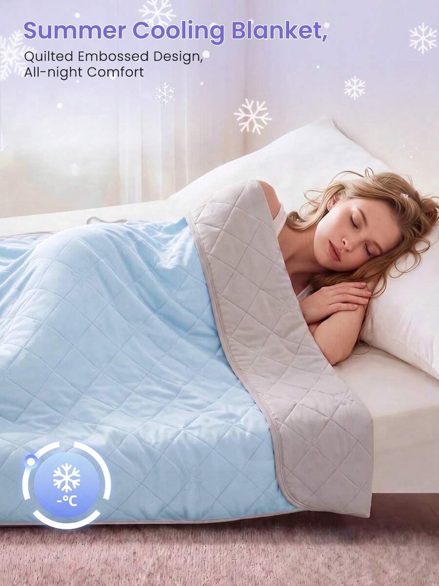 1 buah Selimut Pendingin Biru Langit, Seprai, Perlengkapan Tidur, Dekorasi Kamar Tidur, Selimut Pendingin Udara, Perlengkapan Tidur Musim Panas Ringan, Sepenuhnya Bernapas dan Sejuk, Lembut dan Nyaman, Cocok untuk Semua Ukuran Kasur, Sempurna untuk Penggunaan di Rumah dan Asrama, Bantal dan Sarung Bantal Tidak Termasuk - Biru langit - View 1