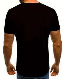 Camiseta De Manga Corta Impresa En 3d - Negro - Ver 3