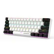 CHANGXIE G61 Gaming Keyboard, USB Wired Keyboard, 61-Key RGB Backlit, Mini Compact Portable Office Computer Mechanical Keyboard, Blue Switch, Compatible With Windows Tablet Laptop Gaming Players - C61 White/Black Switch - Red Switch - Upgraded Version - View 10