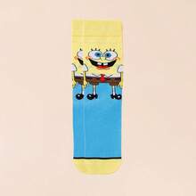 SpongeBob SquarePants 1雙隨機款 SquarePants 卡通中筒襪，適合街頭風與休閒穿搭，可愛校服與日常穿著 - 彩色 - 查看 6