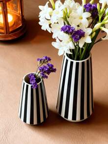 1pc Fashion Striped Vase Pair, Solid Color, Compact Decor, Suitable For Small Spaces Or Gifts, French Luxury And Nordic Minimalist Style, Ideal For Coffee Table Or Shelf Styling - Multicolor - View 6