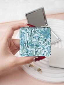 1 chiếc gương cầm tay gấp gọn siêu mỏng nhẹ Ins Series họa tiết rừng nhiệt đới, gương trang điểm bỏ túi hình vuông nhỏ tiện lợi, chất liệu da PU bền bỉ, phù hợp cho nhiều đối tượng và nhiều dịp như du lịch, tiệc tùng, đi làm, đi học - Nhiều màu - Xem 12