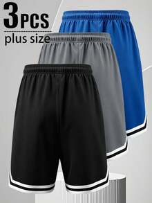 3pcs/Pack Plus Size Men's Summer New Outdoor Fitness Running Basketball Sports Shorts - Multicolor - View 2