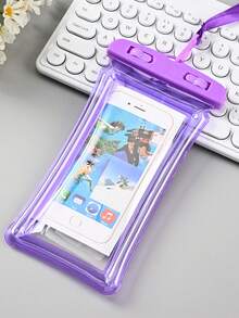 1pc Outdoor Waterproof Phone Pouch, Sealed Touchscreen Inflatable Waterproof Phone Case, Floating Swimming Neck Hanging Waterproof Bag - Multicolor - View 2
