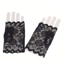 2pcs/Set Women's Lace Fingerless Half-Finger Gloves, Fashionable Breathable Decorative Gloves, Suitable For Short Dance Performances And Daily Decoration - Multicolor - View 4
