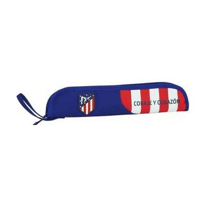 Safta | Atlético De Madrid Recorder Case School Bag With Zipper And Transport Handle, Zipper With Pull Tab And Side Handle, Red And White Stripes Design, Official License