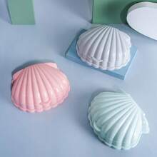 1pc Vintage Shell Soap Dish, Bathroom Creative Soap Holder Rack With Cover, Portable Double-Layer Draining Soap Box - Multicolor - View 2