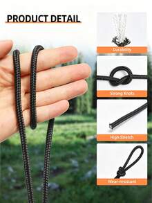 1pc 6mm Rope, Binding Equipment Rope, Outdoor Wear-Resistant Tent Guy Line, Braided Nylon Rope Camping DIY Bracelet Outdoor Multi-Function, Tent Rope Survival Accessories Camping Supplies - 3M - View 7