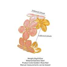 VceTd 1pc Elegant & Romantic Enamel Decorated Multicolor Plumeria Shaped Stainless Steel Bracelet, Suitable For Women's Daily Life, Holidays, Parties, Afternoon Tea, Dinner, Gift For Lover Or Lady - Yellow Gold - View 15