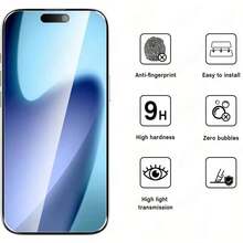 2 Peças Protetor de Tela de Vidro Temperado de Alta Definição para iPhone 11 12 13 14 15 16 17 Pro Max, Filme de Vidro Anti-Arranhão Sem Bolhas - Transparente - Visão 2