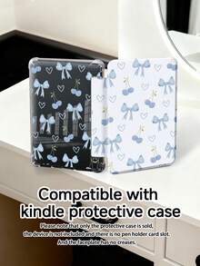 Ayotu Cherry Bow Transparent Acrylic Floral & Leaf Pattern Dual-Sided Painted Flat Tablet Case, Compatible With Ipad Mini6/Mini7/Air2/9.7/10.2/10.5/Air4/Air5/10.9/Pro 11-Inch/10th Gen/ Air 11-In.(M2)-2024/ Pro11-In.(M4)-2024/Air 11-Inch (M3) 2025/ (A16) 11 Inch 11th Generation 2025, Tablet Protective Flip Cover - Multicolor - View 9