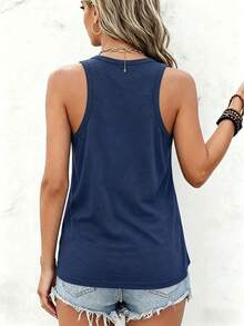 American Flag Heart Print Sleeveless Vest - Patriotic Casual Women's Vest For Independence Day Celebrations 2026 Summer Tops - 藏蓝色 - 查看 7