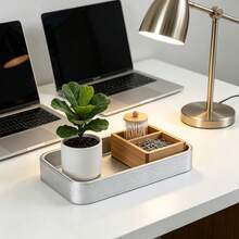 Luxury PU Leather Tray, Rectangular Desktop Storage Organizer, Entryway Key & Perfume Holder, High-End Home Decor - Multicolor - View 12