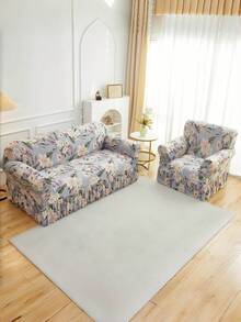 1pc Slip-Resistant Elastic Decorative Sofa Cover, Milk Silk Fabric Floral Print Skirt Design, Fit For Single/Double/Three/Four Seater Sofa, Pet-Friendly, Colorful, Suitable For Spring/Summer/Autumn/Winter - Multicolor - View 6