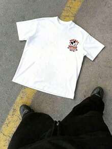 Officially Licensed By Disney With Mickey Mouse Original 1928 Classic Vintage Printed Graphics. 100% Cotton Loose Casual Tee, Soft, Breathable And Comfortable Fabric. Unisex Crew Neck Short Sleeve T-Shirt. - White - View 4