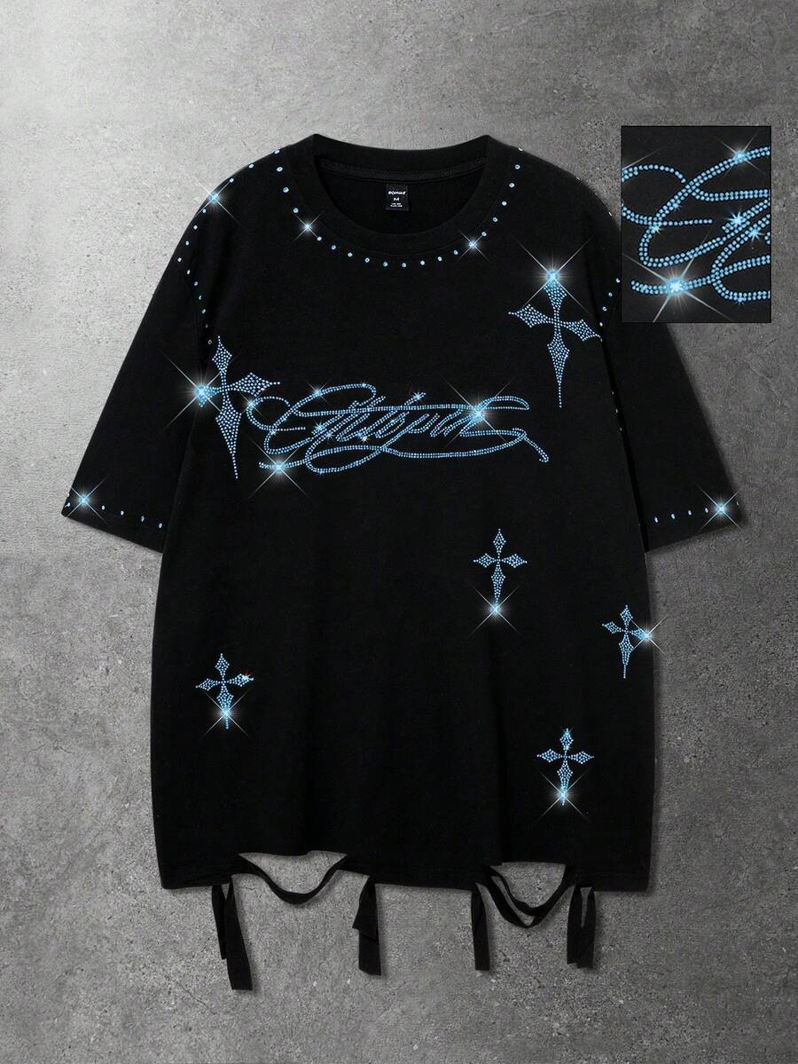 2026 ROMWE MEN Street Life T-Shirt A Maniche Corte Con Stampa Ritratto Per Uomo, Adatta Per L'uso Quotidiano In Primavera Ed Estate, Scuola, Top Da Donna, T-Shirt Da Donna, T-Shi - 3 - 查看 1