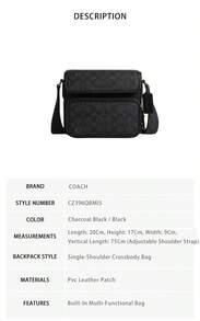 Bolso bandolera para hombre con estampado del logo de Coach CZ396QBMI5 - Negro carbón/Negro CZ396QBMI5 - Ver 5
