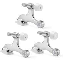 3 Pack Adjustable Heavy Duty Hinge Pin Door Stopper – 2.5"X1.75" Satin Nickel With White Rubber Bumper Tip For Home Door No-Drill Install - 1 - View 8