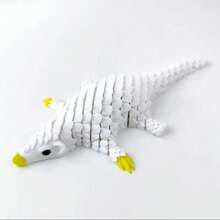 Juguete Antiestrés de Pangolín Impreso en 3D Flexible, Modelo de Animal Articulado de Cuerpo Completo para Decoración de Escritorio, Regalo Animal Único - Blanco - Ver 10
