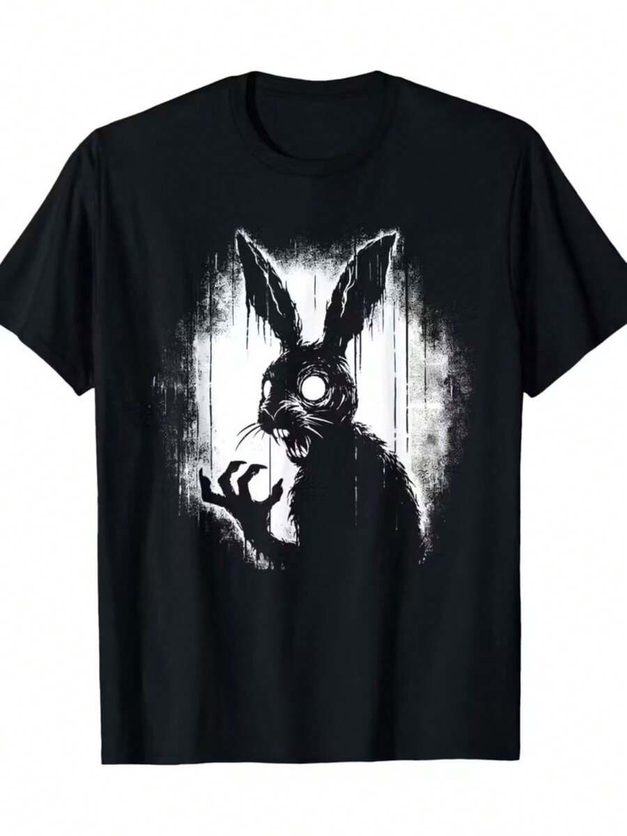 Terríficos Conejos Góticos, Conejos Aterradores, Camisetas de Conejos Extrañas, TALLA EXTRA, L-5XL - Negro - Ver 1