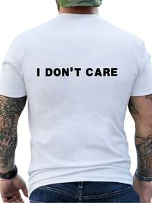 New Casual Printed T-Shirt % Cotton - Men's T-Shirt With I Don'Care Print - Bold And Eye-Catching Vintage Style, With Unique Slogan Print, Breathable And Moisture-Wicking, % Polyester, Crew Neck And Short Sleeves, Suitable For Summer Sports, Style-Hop And Everyday Casual Wear - Unisex. - 杏色 - 查看 8