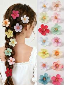 14pcs/Set Faux Flower Hair Clips, Suitable For Girls, Beach, Travel, Photo Shoot, DIY Hair Accessories, Bangs - Multicolor - View 7
