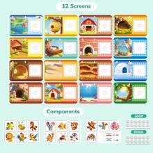Animal Flash Cards For Toddlers, Montessori Matching Game,Educational Alphabet Vocabulary Learning Toy,Cartoon Zoo Puzzle,Back To School,Birthday Gift - 彩色 - 查看 3