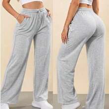 Women's Wide-Leg Pants, Woolen Pants, Winter/Cold Weather - Gris - Ver 1