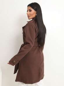 Women's Overcoat, Elegant, Fitted Winter La Batida Style - Rust Brown - View 3