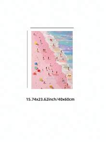1 pièce Impression sur canevas sans cadre minimaliste rose plage de sable petit nageur - Décoration murale d'été féminine, affiche thème plage, impression rose esthétique pour appartement, salon, chambre, salle de classe, décoration de maison moderne, impressions pour mur, meilleur choix de cadeau - Cartoon - Voir 12