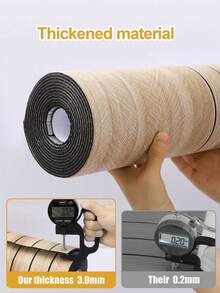 1 捲自黏式 PVC 條紋壁板 40*300CM/15.7*118.1in 加厚仿橡木紋壁紙板 3D 隔音壁板 適用於牆面與天花板 壁紙牆貼牆面裝飾 房間裝飾壁紙 撕貼式 - 深灰色 - 查看 6