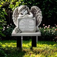 Easter Angel Tombstone Memorial Plaque Acrylic Flat Ground Stake Craft Garden Yard Ground Insert - A - View 1