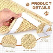 Alfombrilla rascadora para gatos de sisal natural, protege la alfombra y el sofá, alfombrilla rascadora para gatos de cuerda de sisal de alta calidad - súper duradera, resistente a arañazos, libre de suciedad, perfecta para el ejercicio, la relajación y el entretenimiento de las mascotas - 30*60 cm - Ver 5