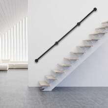 8Ft Stairs Handrails, Metal Industrial Pipe Stair Railing With Wall Mount Support For Home Indoor - A - View 10