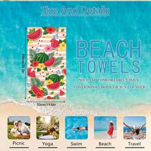 1 pieza/24pcs Toalla de playa con estampado de sandía y naranja a rayas, manta de playa de microfibra extragrande, toalla de baño súper absorbente, adecuada para viajes, piscina, buceo, surf, yoga, camping, múltiples tamaños, accesorios de playa, aplicable para playa, piscina, viajes, camping, yoga - fruta - Ver 16