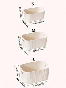 1/3/6pcs Beige Plastic Storage Bins With Handles, Cosmetic Storage Box, Toy Storage Box, Stackable Storage Container, Suitable For Organizing, Shelves, Home, Kitchen, Office, Closet, Game Room - Cream Yellow - View 16