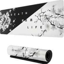 太極錦鯉魚電競滑鼠墊，橡膠底座，精確縫邊，防水長方形辦公電競桌墊 - 彩色 - 查看 8