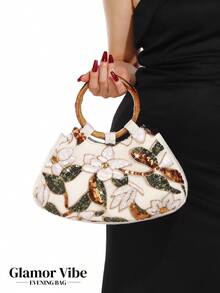 Túi xách patchwork lá & hoa đa sắc bóng bẩy thanh lịch, thiết kế vòng gỗ cổ điển vintage, túi xách mini hình vuông, phù hợp cho các cô gái tiệc tùng, cô dâu, sinh viên đại học, phụ nữ công sở, dùng cho tiệc tùng, lễ tốt nghiệp, đám cưới, kết hợp hoàn hảo với phụ kiện tiệc, họa tiết gửi ngẫu nhiên - Vàng - Xem 8