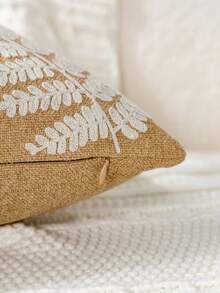 1個黃色現代簡約熱帶蕨類刺繡抱枕套,春夏葉子刺繡裝飾枕套,適合室內裝飾,四季皆可用,不含枕芯 - 黃色 - 查看 10