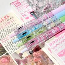 Juego de 4/1 bolígrafos con diseño de mariposa y pastel, diseño de lazo y pastel, punta fina de 0,5 mm, tinta negra de secado rápido, escritura suave, apariencia exquisita, adecuado para tomar notas y llevar un diario - Fresa dulce - Ver 5