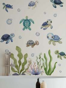 1pc Ocean Series Wall Sticker, Colorful Marine Animals, Suitable For Creating Underwater Theme Rooms, Early Education Institutions, And Children's Playgrounds Decoration. Waterproof, Oil-Resistant, Removable And Self-Adhesive PVC Sticker, Ocean Style Wall Decor For Children's Room And Bathroom. - Wall Stickers - View 13