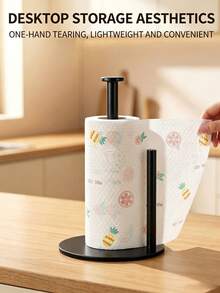 Stainless Steel Upright Tissue & Wrap Holder - Multi-Functional Countertop Organizer For Kitchen Paper Towels And Plastic Wrap, Also Works Perfectly As A Bathroom Tissue Rack. Equipped With A Solid Non-Slip Base For Steady Placement, This Durable Holder Fits Kitchens, Bathrooms, Restrooms And Hotels, A Practical Daily Household Storage Essential. - Multicolor - View 8