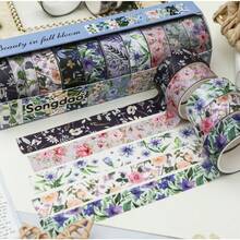 10 Rolls Of Vintage Bright Floral Pattern Washi Tape Set - Beautiful DIY Decorative Self-Adhesive Strips For Scrapbook Diary Decoration Washi Tape, Handmade Gifts For Friends Back To School - Sets - View 4