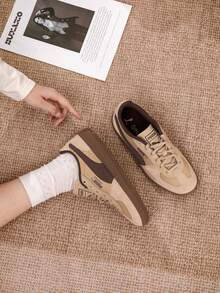 Puma Palermo Pop 时尚运动鞋，舒适休闲鞋，适合日常、户外、旅行、健身、运动，款式编号：403257-04 - 烤杏仁色-棕色 - 查看 1