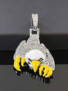 Men's Hip-Hop Style Rhinestone Eagle Necklace, Full Rhinestone Cuban Chain With Enamel Claw Decoration, Rap Accessory - Eagle Pendant Necklace - View 21