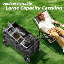 170KG Small Foldable Bollerwagen, Foldable Shopping Cart, Camping Cart With Height-Adjustable Handle, Lightweight, Space-Saving, And Sturdy - A - View 10