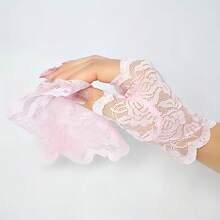 2pcs/Set Women's Lace Fingerless Half-Finger Gloves, Fashionable Breathable Decorative Gloves, Suitable For Short Dance Performances And Daily Decoration - Multicolor - View 7